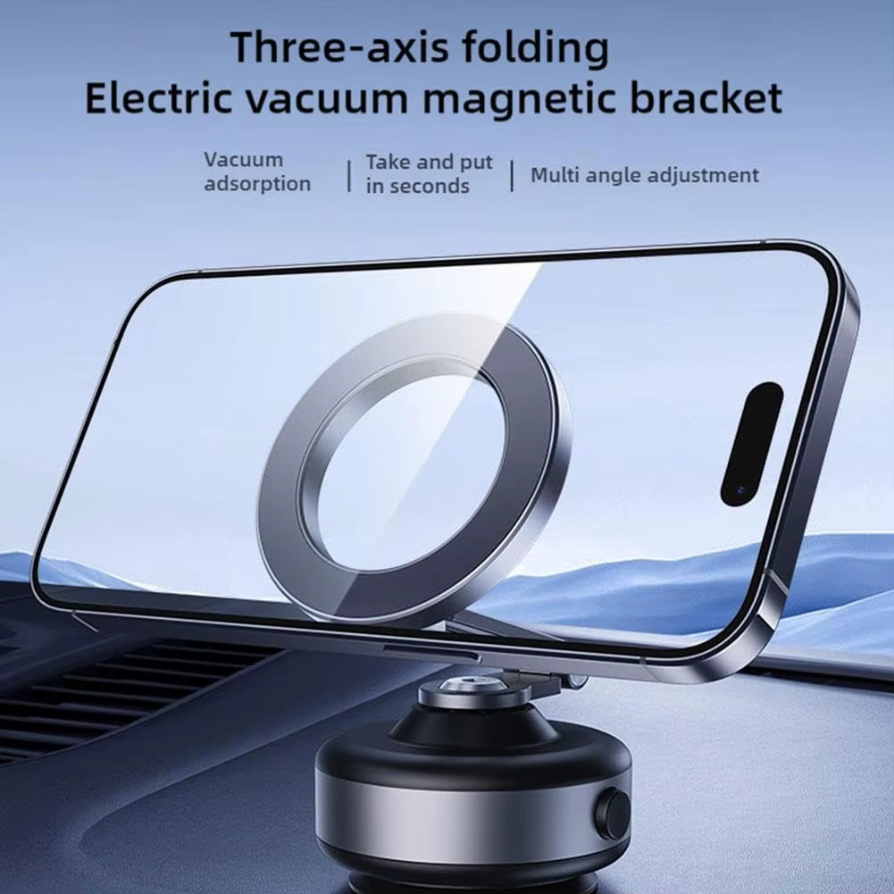 360° Adjustable Magnetic Phone Mount, Electric Suction Holder for Car/Gym/Mirror, Hands-Free, Compatible with 4.7”+ Smartphones