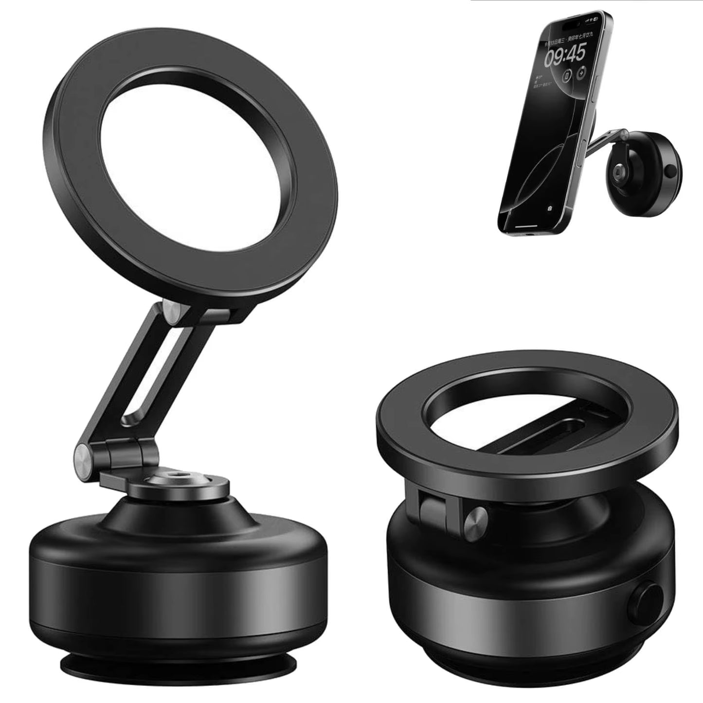 360° Adjustable Magnetic Phone Mount, Electric Suction Holder for Car/Gym/Mirror, Hands-Free, Compatible with 4.7”+ Smartphones